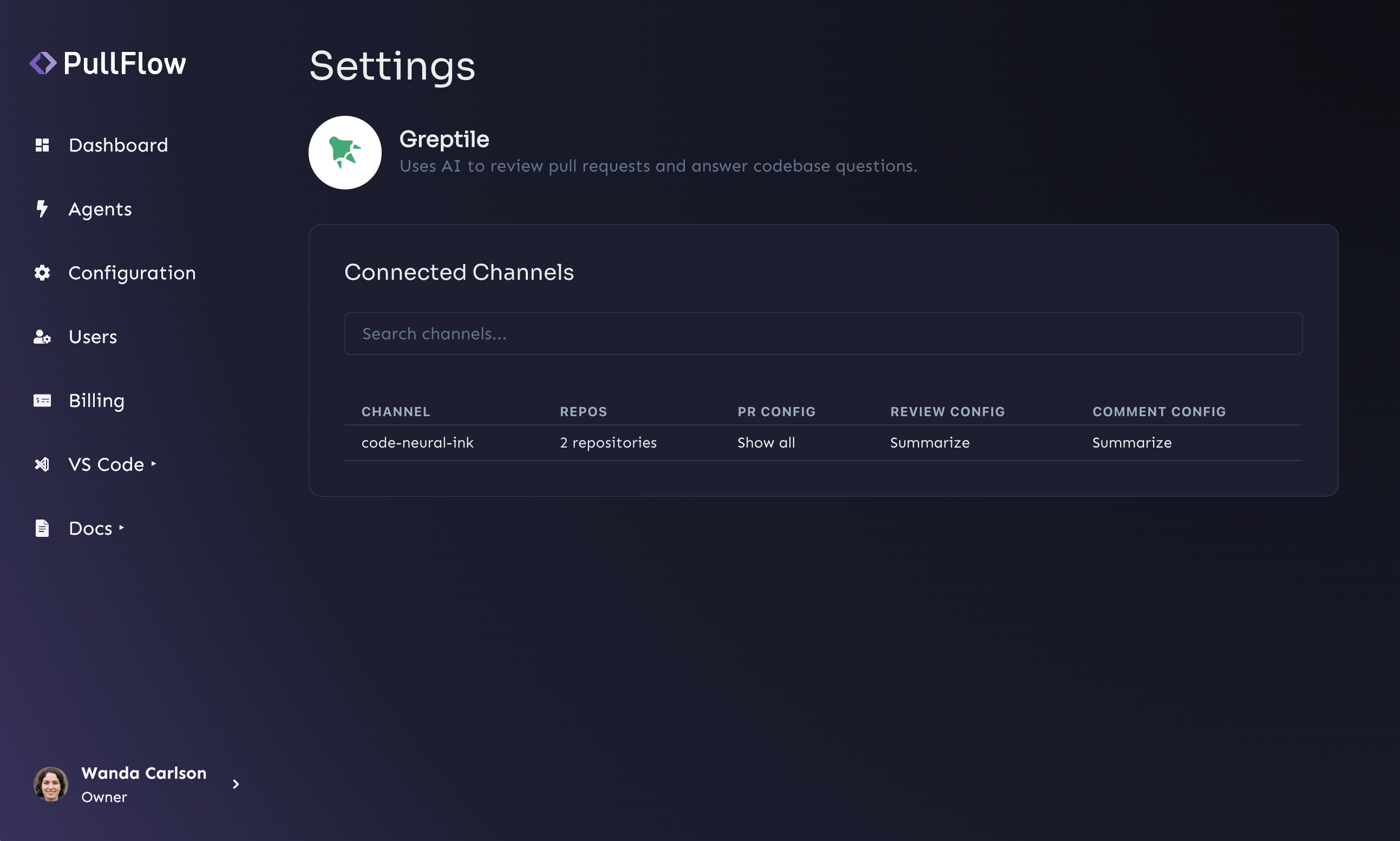 Notification configurations in PullFlow